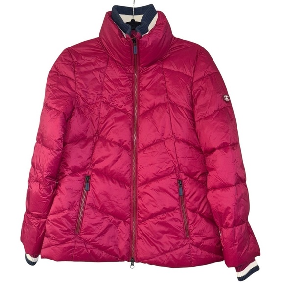 Barbour Gangway Quilted Zip Puffer Coat Jacket Women’s 6 Fuchsia Deep Pink Navy - Picture 1 of 14